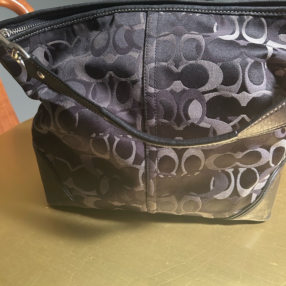 Coach Black Shoulder Bag and Wallet with Signature Design